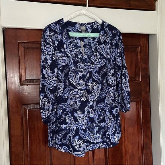 Navy blue paisley XL blouse from NY&Co. - NEW! - Picture 1 of 3